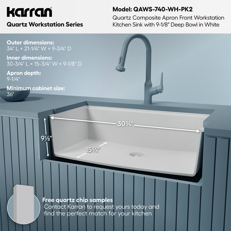 QAWS-740-WH-PK2 Dimensions