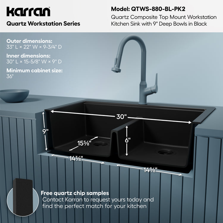 QTWS-880-BL-PK2 Dimensions