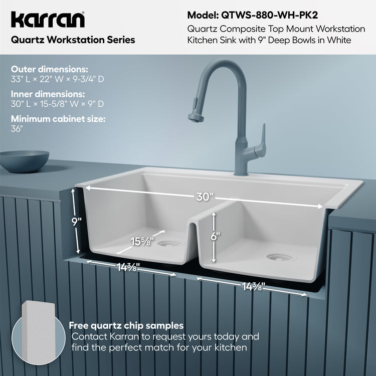 QTWS-880-WH-PK2 Dimensions