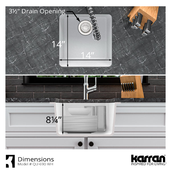 QU-690-WH Dimensions