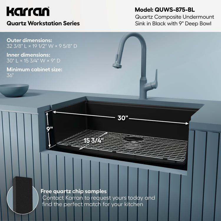 QUWS-875-BL Dimensions