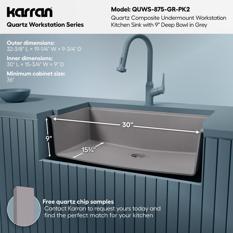 QUWS-875-GR-PK2 Dimensions