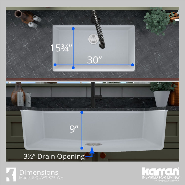 QUWS-875-WH Dimensions