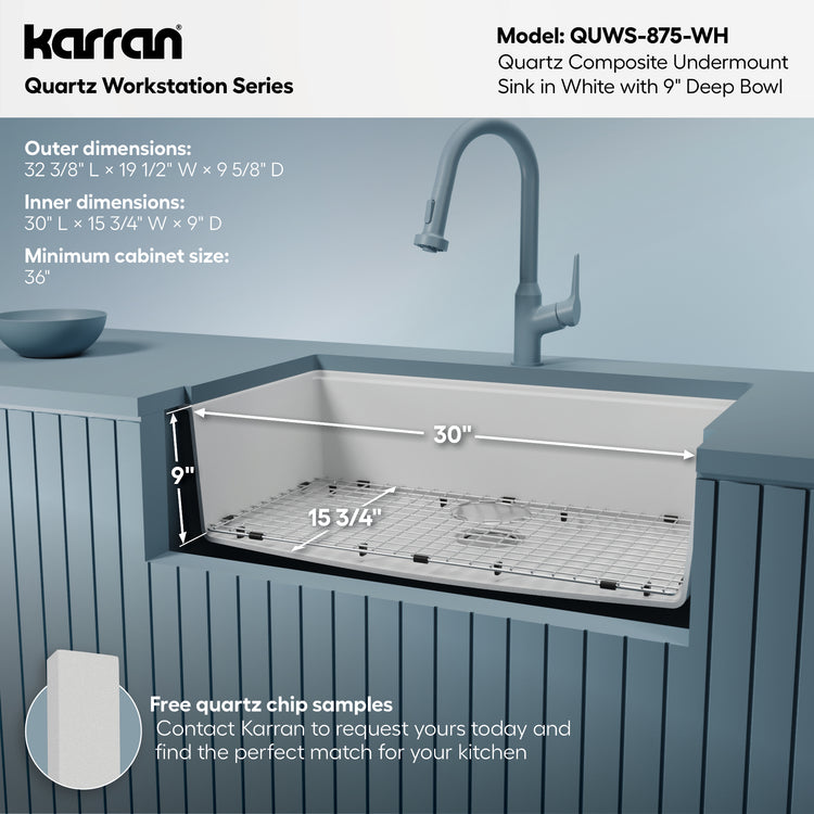 QUWS-875-WH Dimensions
