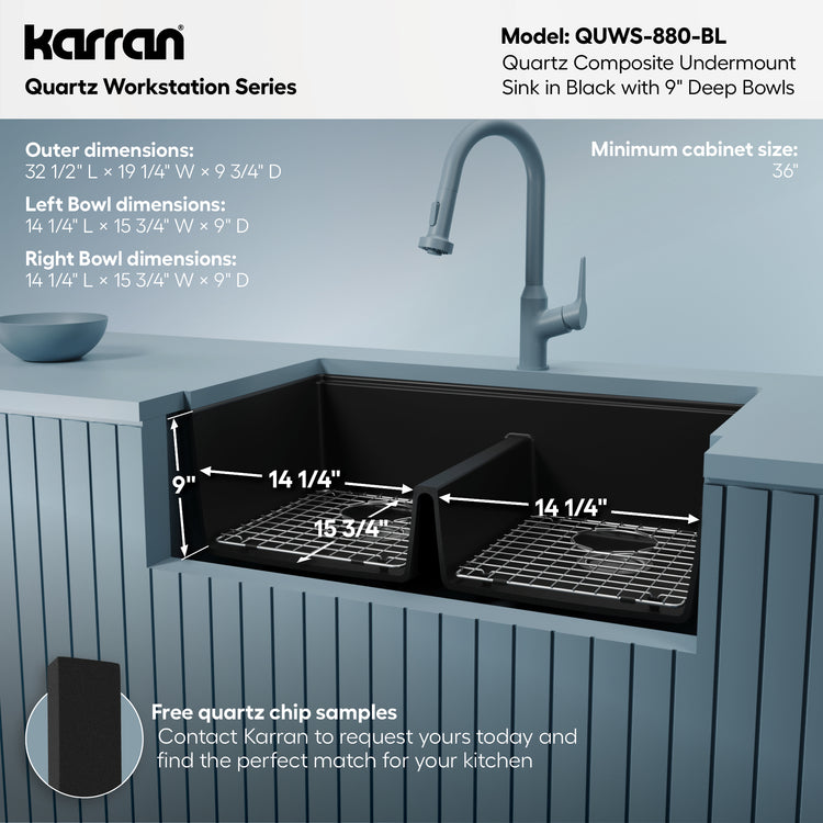 QUWS-880-BL Dimensions