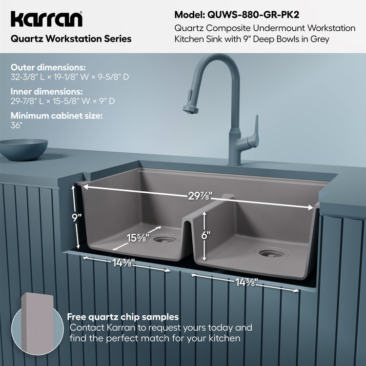 QUWS-880-GR-PK2 Dimensions