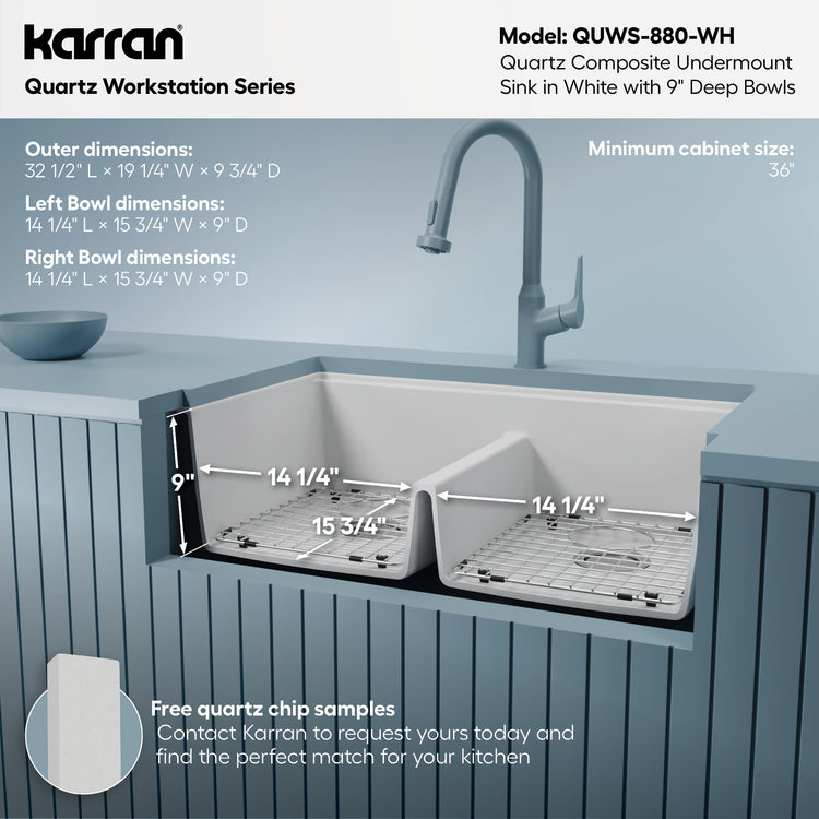 QUWS-880-WH Dimensions