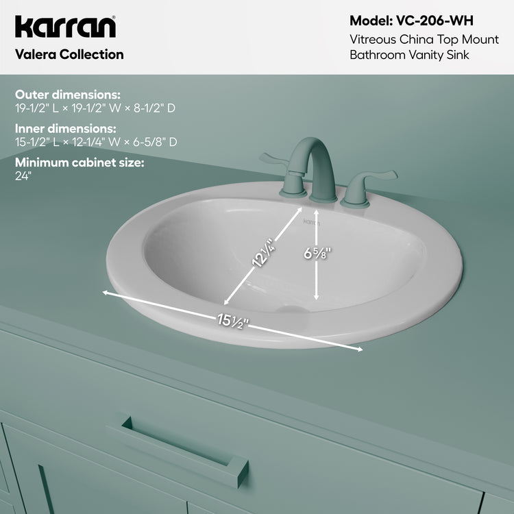 VC-206-WH Dimensions