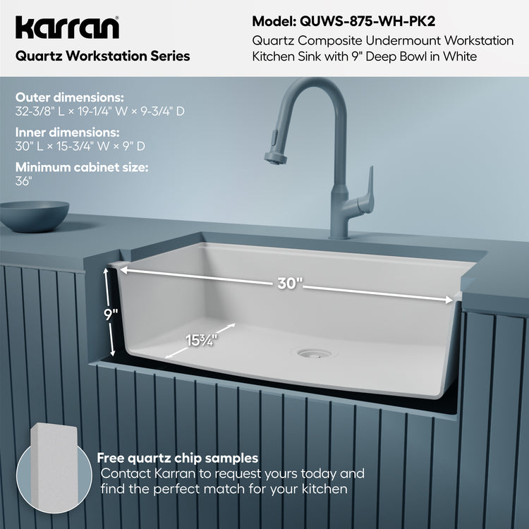 QUWS-875-WH-PK2 Dimensions