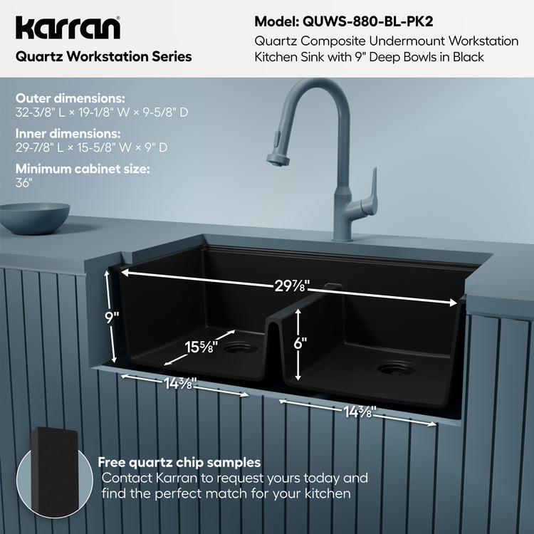 QUWS-880-BL-PK2 Dimensions
