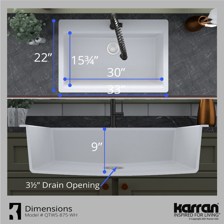 QTWS-875-WH Dimensions