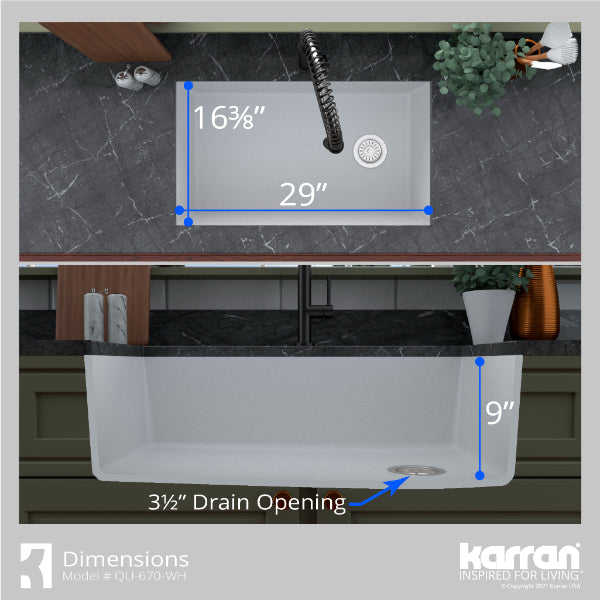 QU-670-WH Dimensions