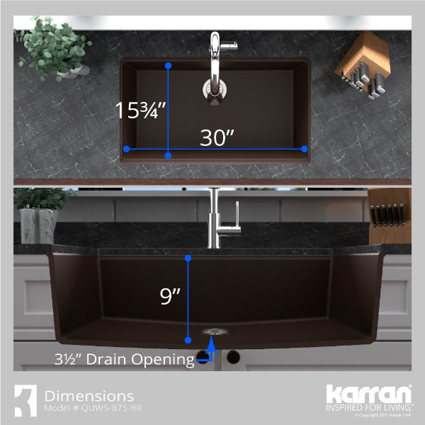 QUWS-875-BR Dimensions