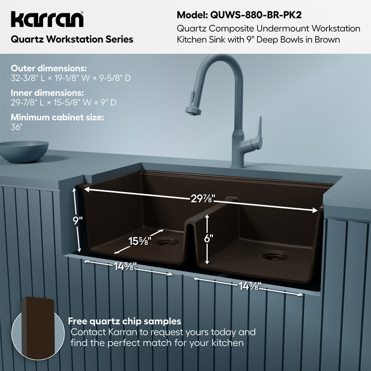 QUWS-880-BR-PK2 Dimensions