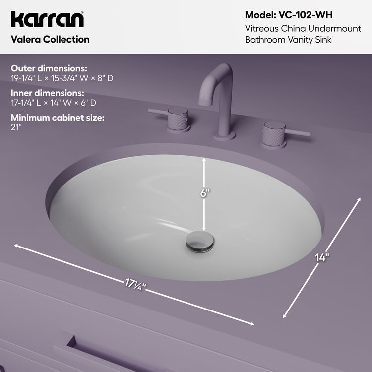 VC-102-WH Dimensions
