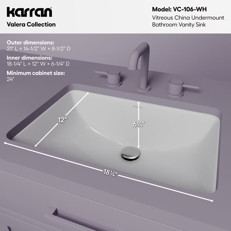VC-106-WH Dimensions