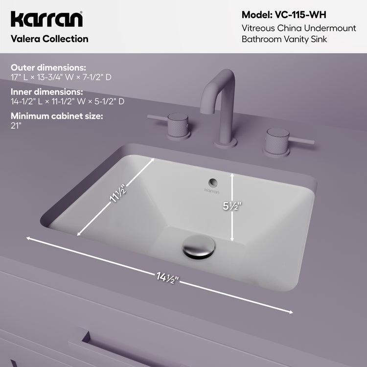 VC-115-WH Dimensions
