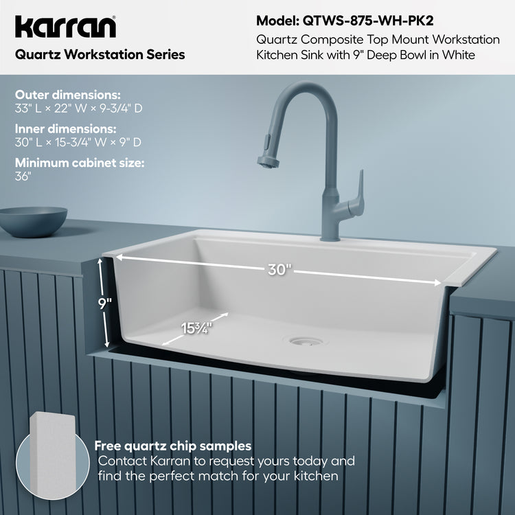 QTWS-875-WH-PK2 Dimensions