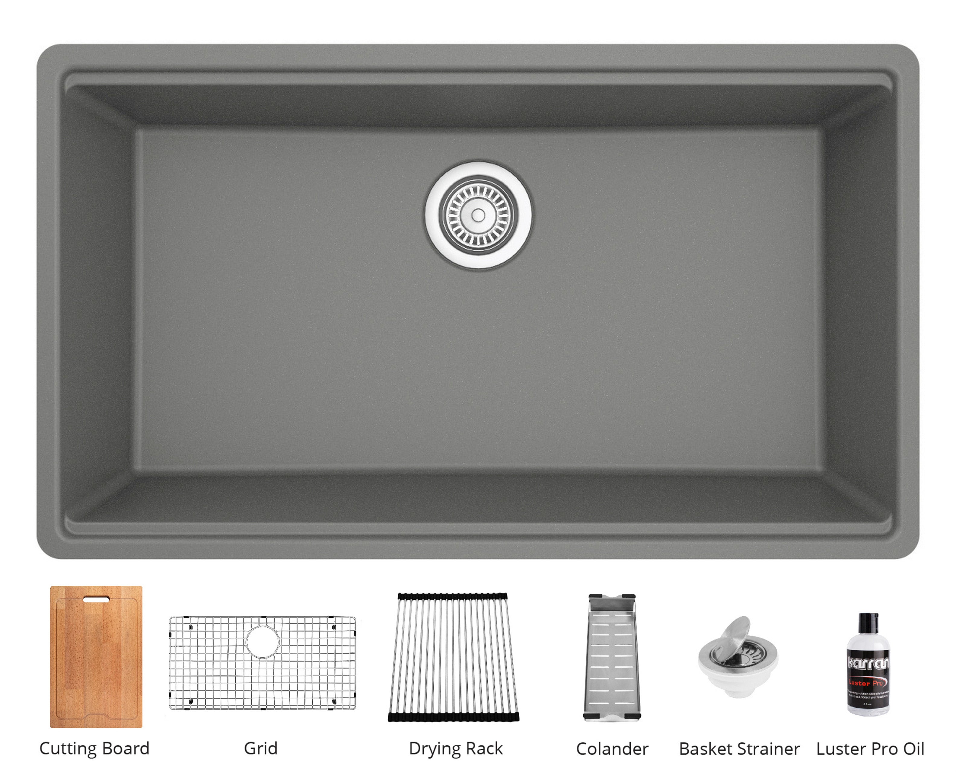Karran QUWS-875 Undermount 32.5 in. Large Single Bowl Quartz