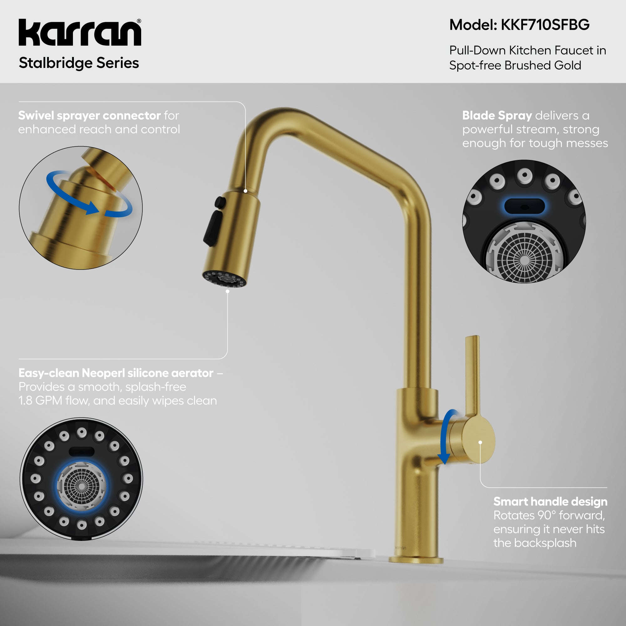 Stalbridge Single Handle Pull-Down Sprayer Kitchen Faucet in Spot