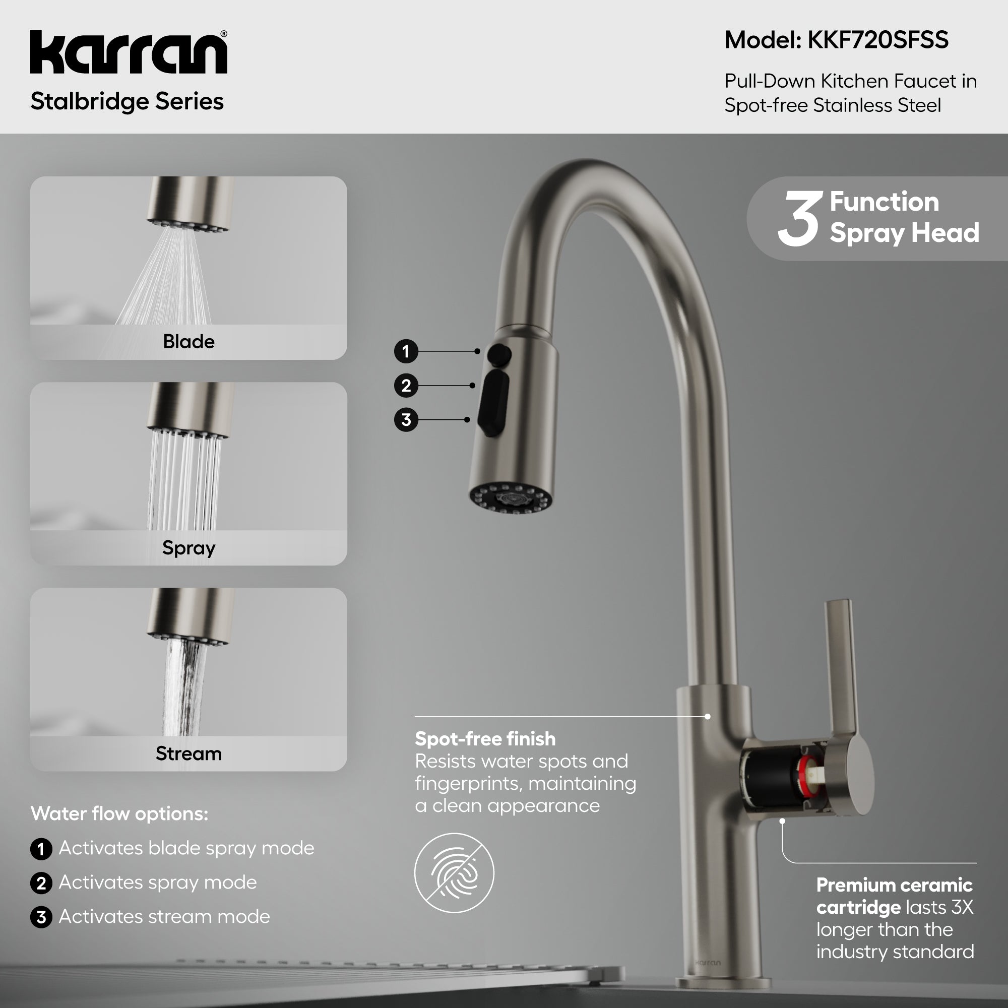 Stalbridge Single Handle Pull-Down Sprayer Kitchen Faucet in Spot