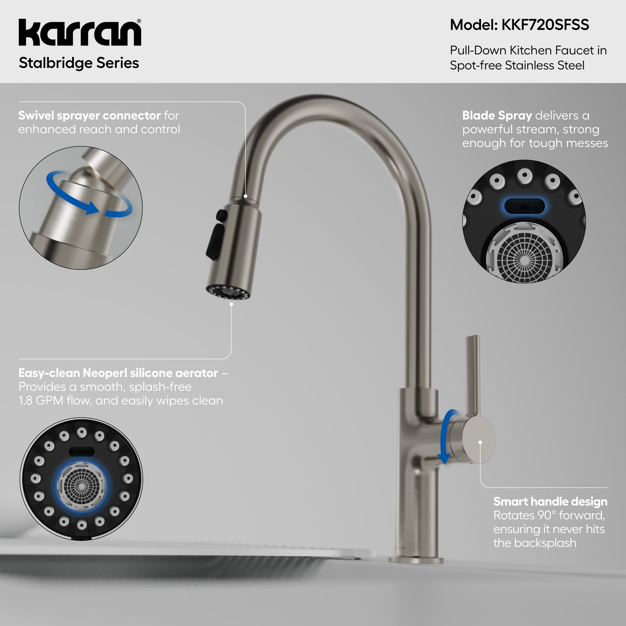 Stalbridge Single Handle Pull-Down Sprayer Kitchen Faucet in Spot