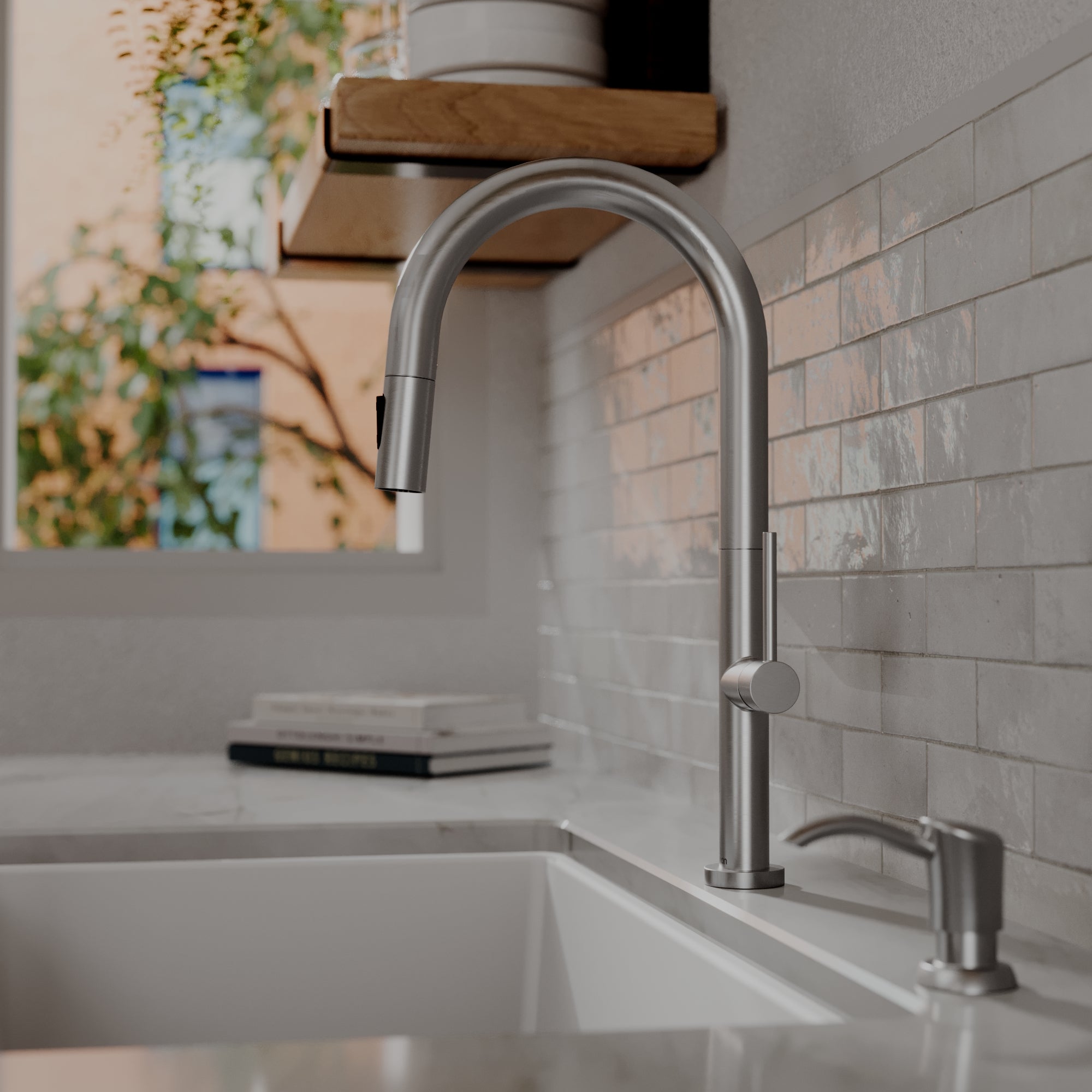 Brynford Single Handle Pull-Down Sprayer Kitchen Faucet in Spot
