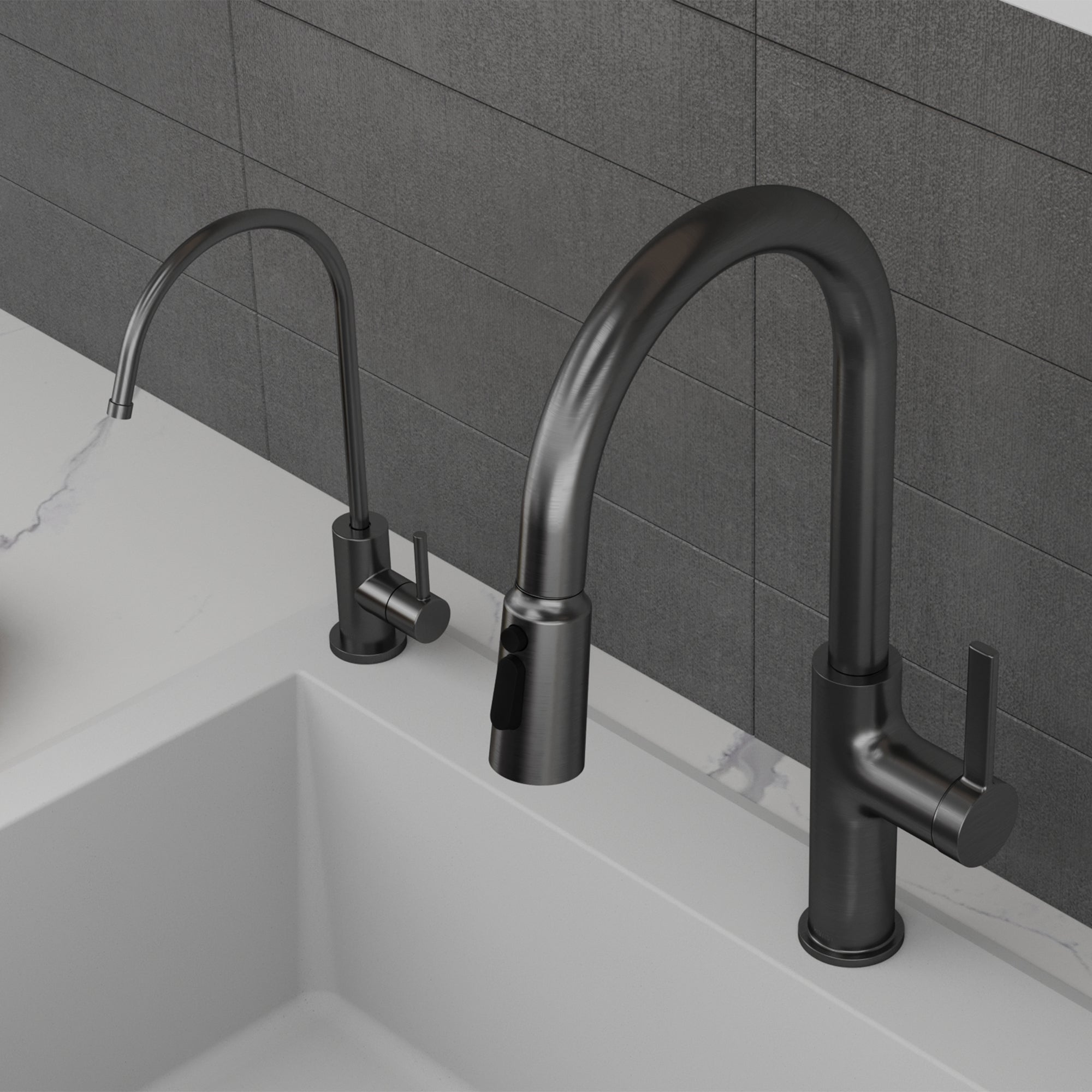 Kestrel Single Handle Beverage Faucet in Spot-Free Gunmetal Grey