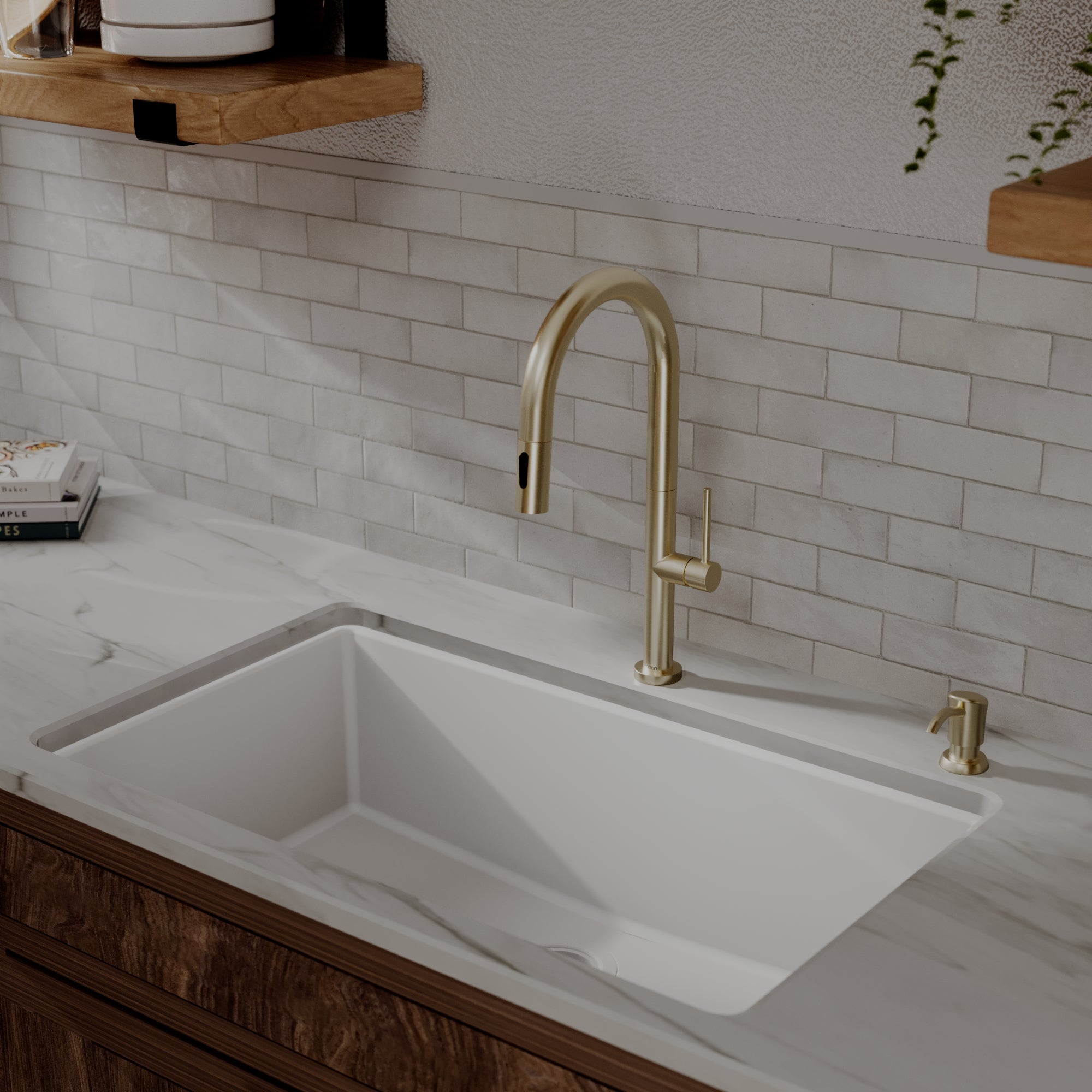 Brynford Single Handle Pull-Down Sprayer Kitchen Faucet in Spot