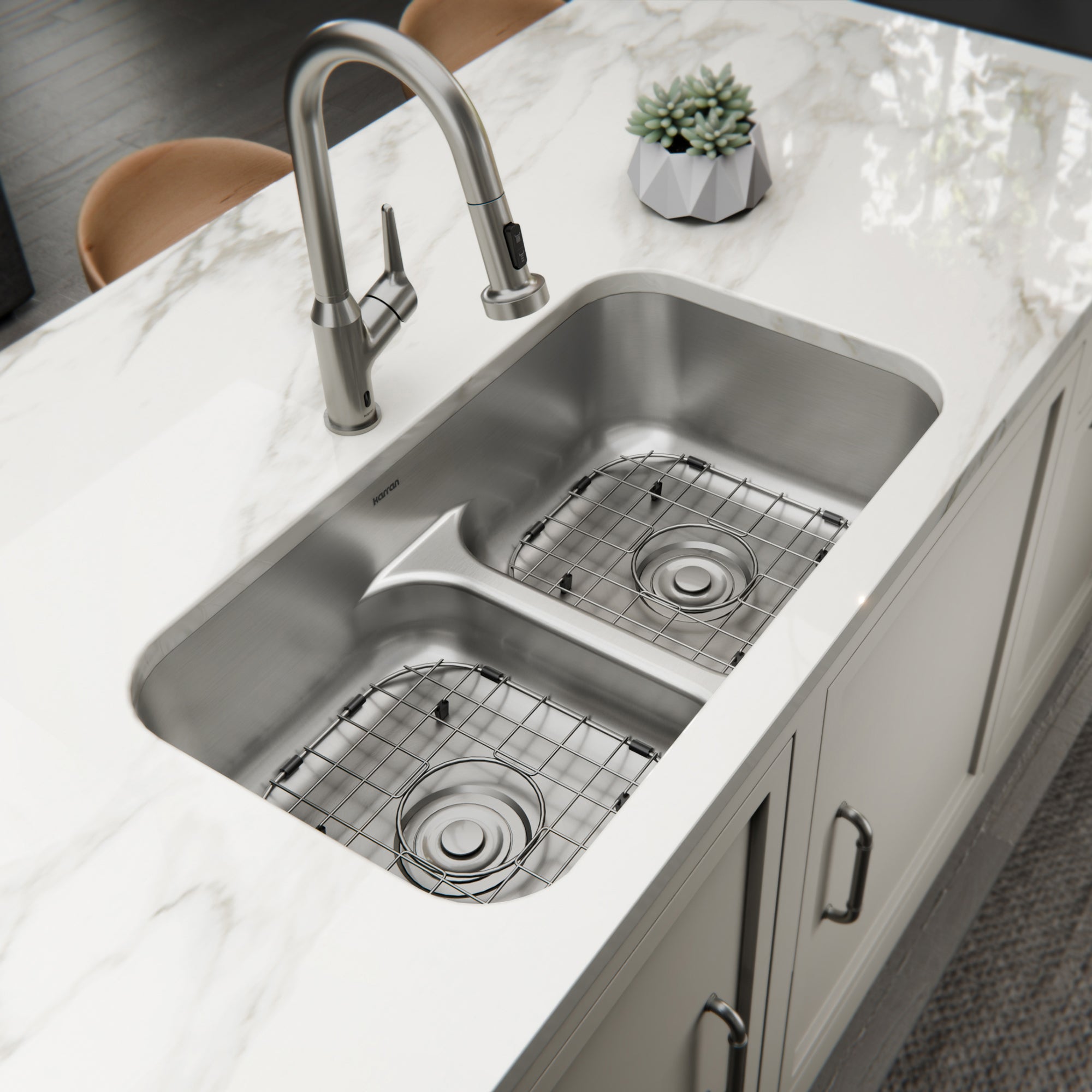 Profile 32” Undermount 18 Gauge Low Divider Double Bowl Stainless