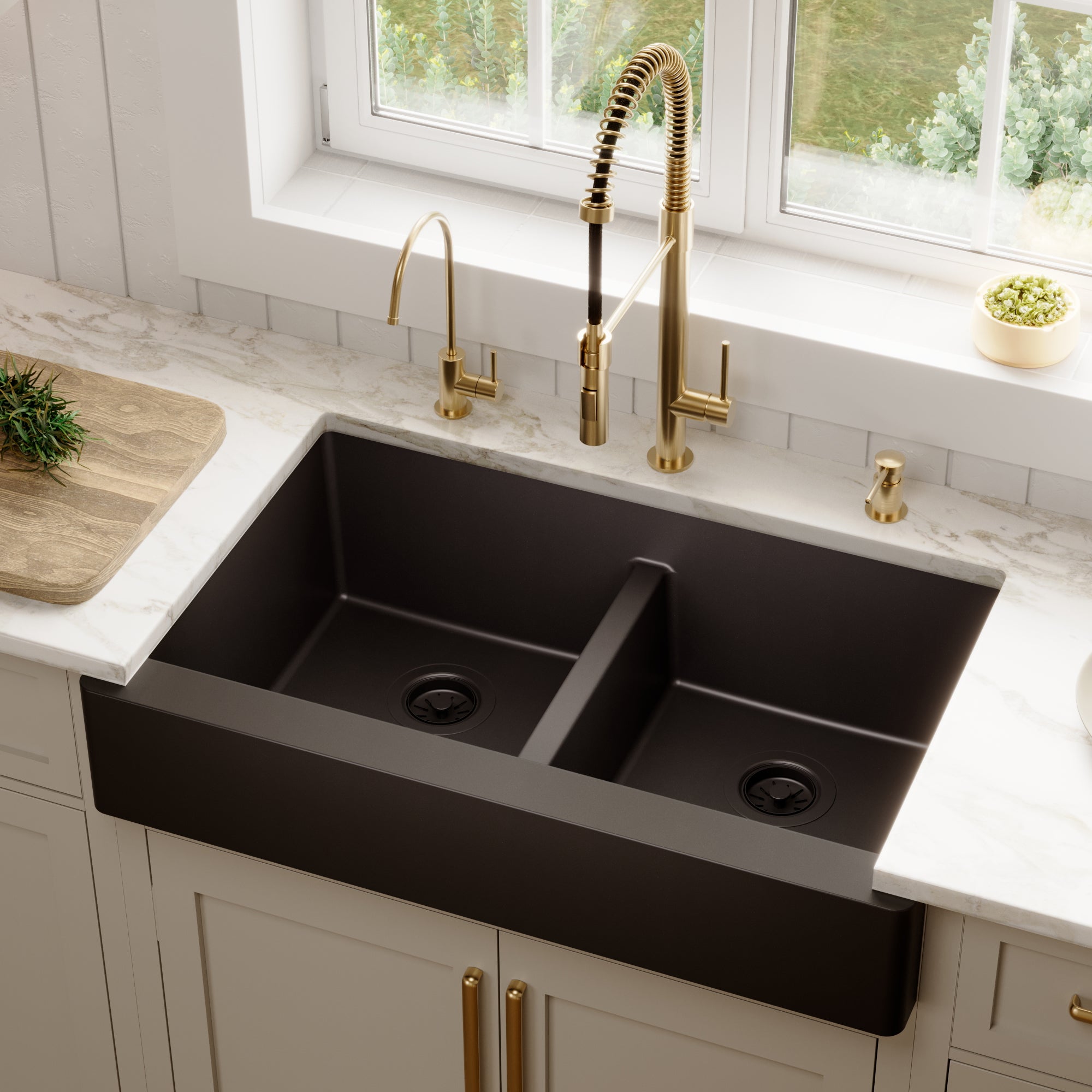 QAR-750 Retrofit Farmhouse Apron Front Quartz Composite 34 in