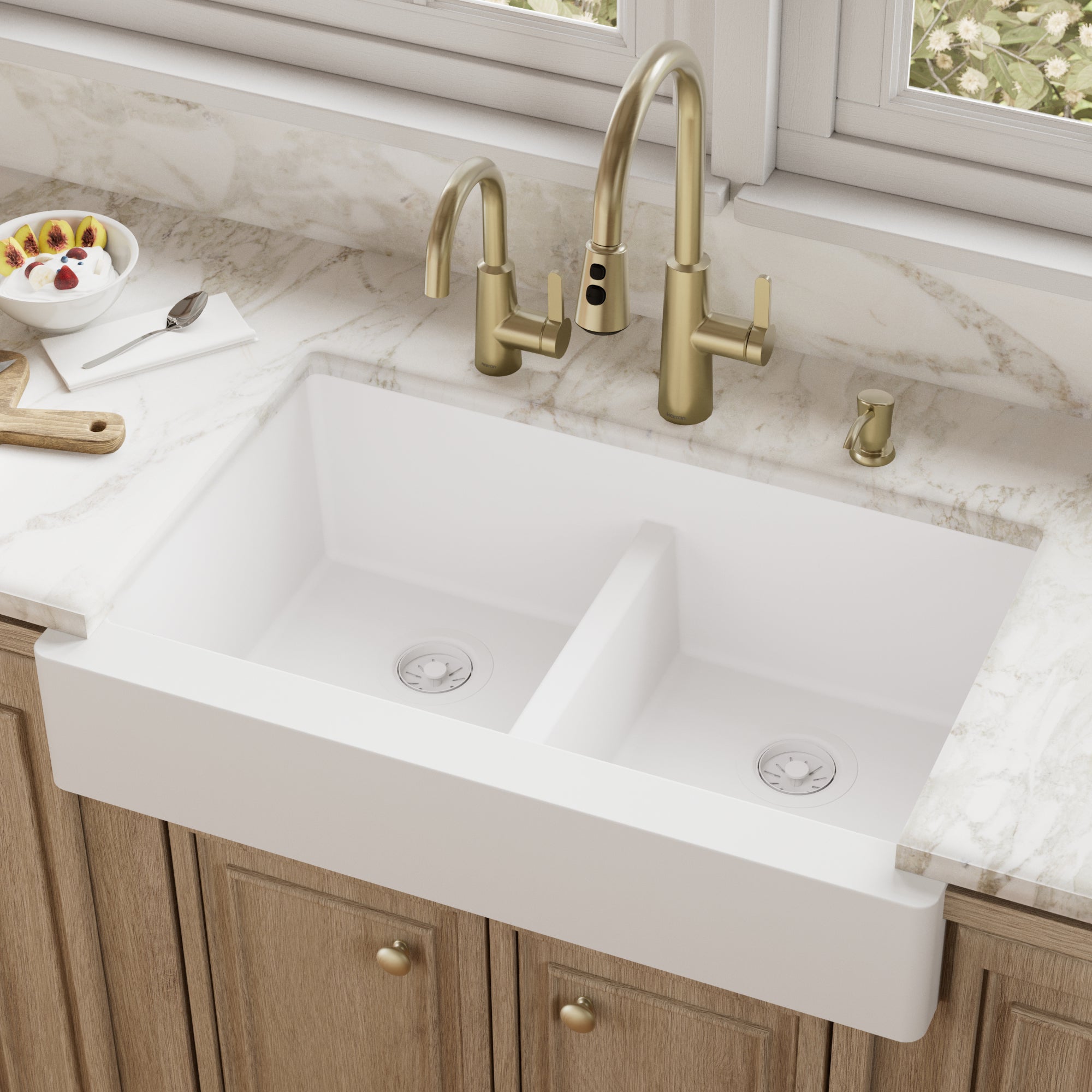 Karran QAR-750 Retrofit Farmhouse Apron Front Quartz Composite 34