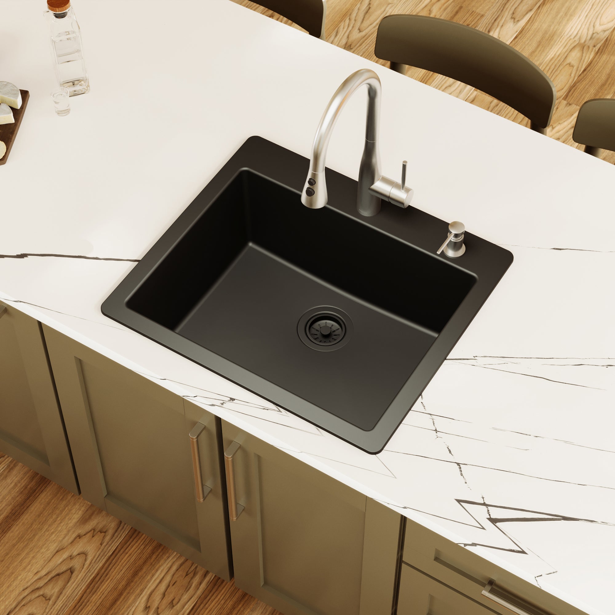 Karran QT-820 Top Mount 25 in. Single Bowl Quartz Kitchen Sink