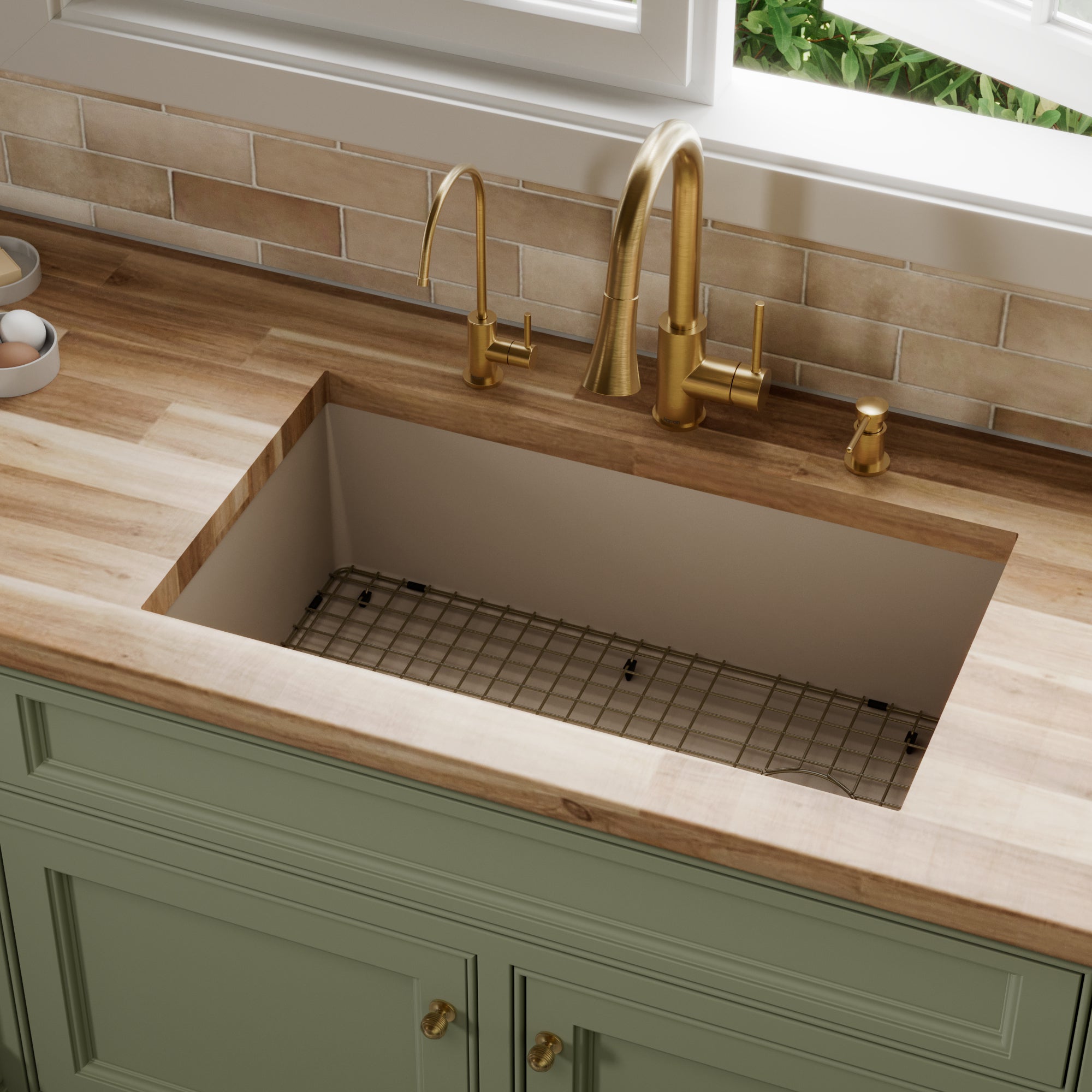 QU-670-Undermount Quartz Composite 32 inch Single Bowl Kitchen