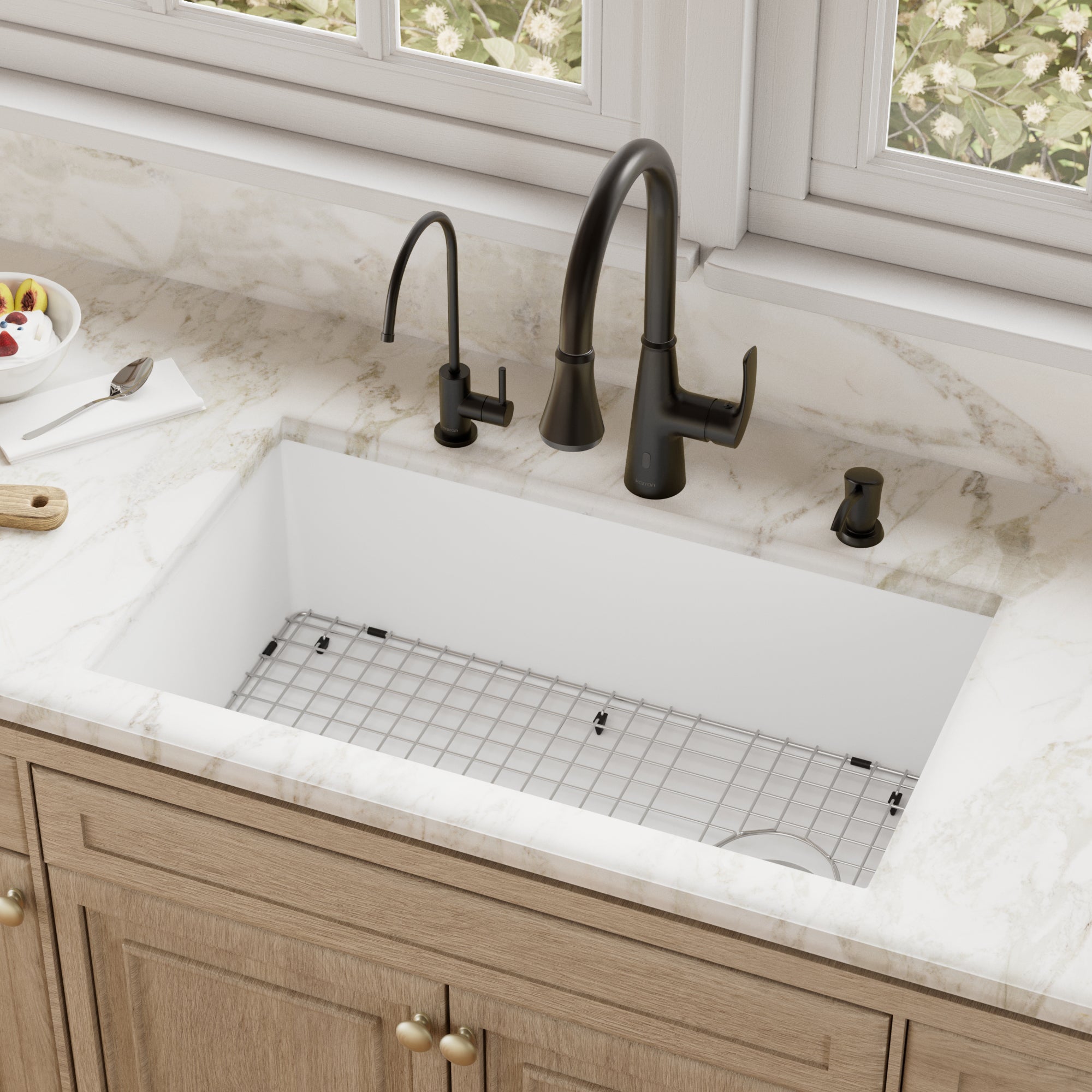 QU-670-Undermount Quartz Composite 32 inch Single Bowl Kitchen