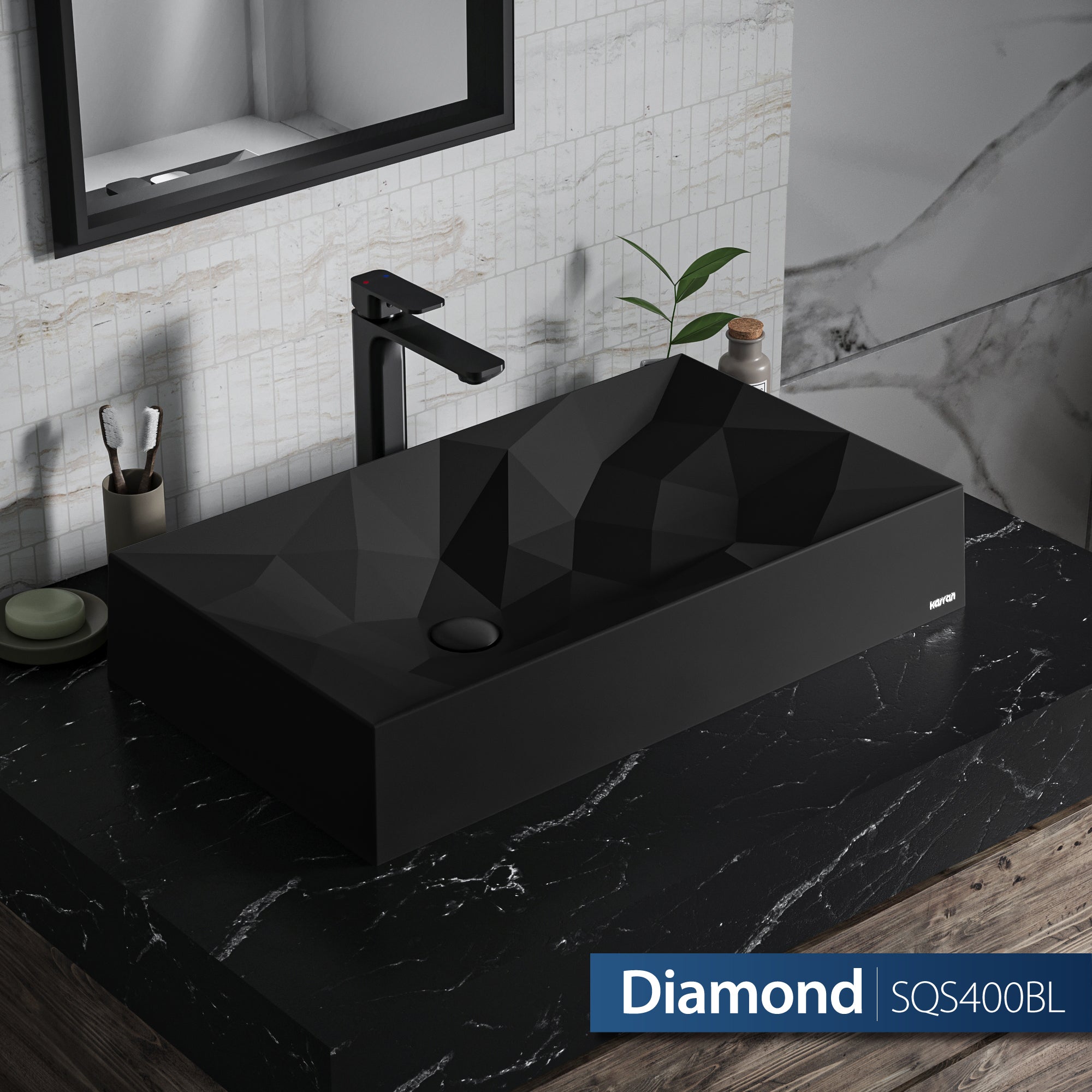 Karran Diamond SQS400 Quartz 28 in. Bathroom Vessel Sink | Karran