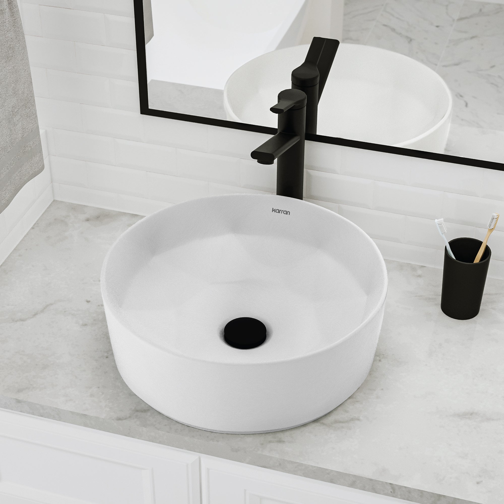 VC-421 Valera 16 inch Vitreous China Bathroom Vessel Sink in White