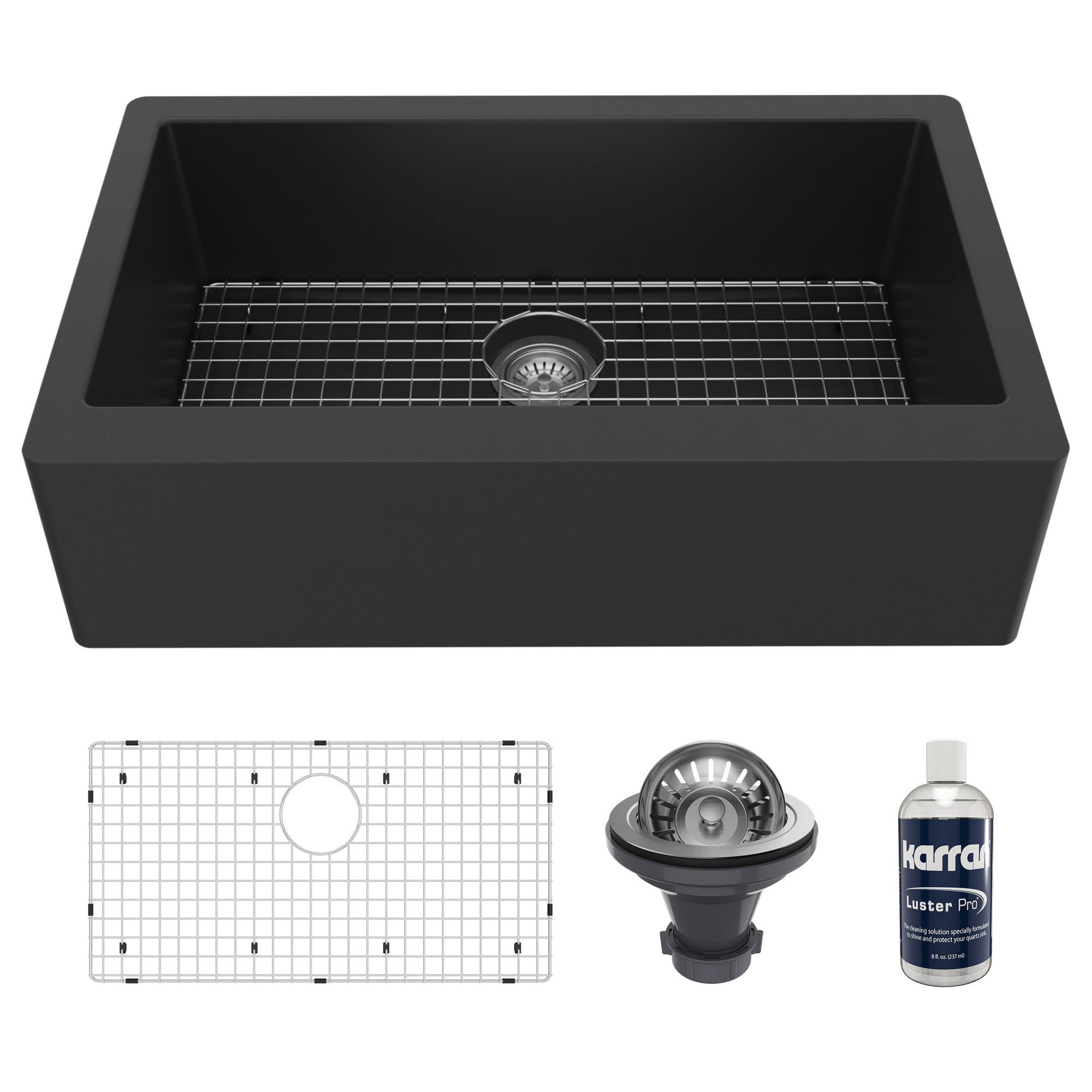 QA-740 Farmhouse/Apron-Front Quartz Composite 34 in. Single Bowl