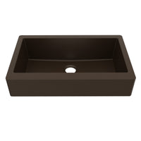 34" Retrofit Farmhouse Large Single Bowl Quartz Composite Kitchen Sink In Brown