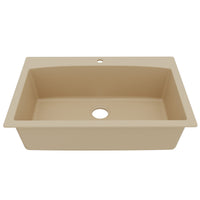 33" Top Mount Large Single Bowl Quartz Composite Kitchen Sink In Bisque