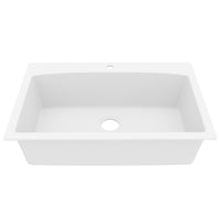 33" Top Mount Large Single Bowl Quartz Composite Kitchen Sink In White