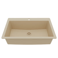 33" Top Mount Large Single Bowl Quartz Composite Kitchen Sink In Bisque