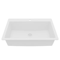 33" Top Mount Single Bowl Quartz Composite Kitchen Sink In White