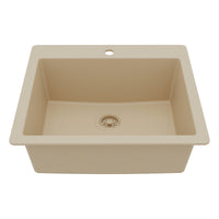 25" Top Mount Single Bowl Quartz Composite Kitchen Sink In Bisque