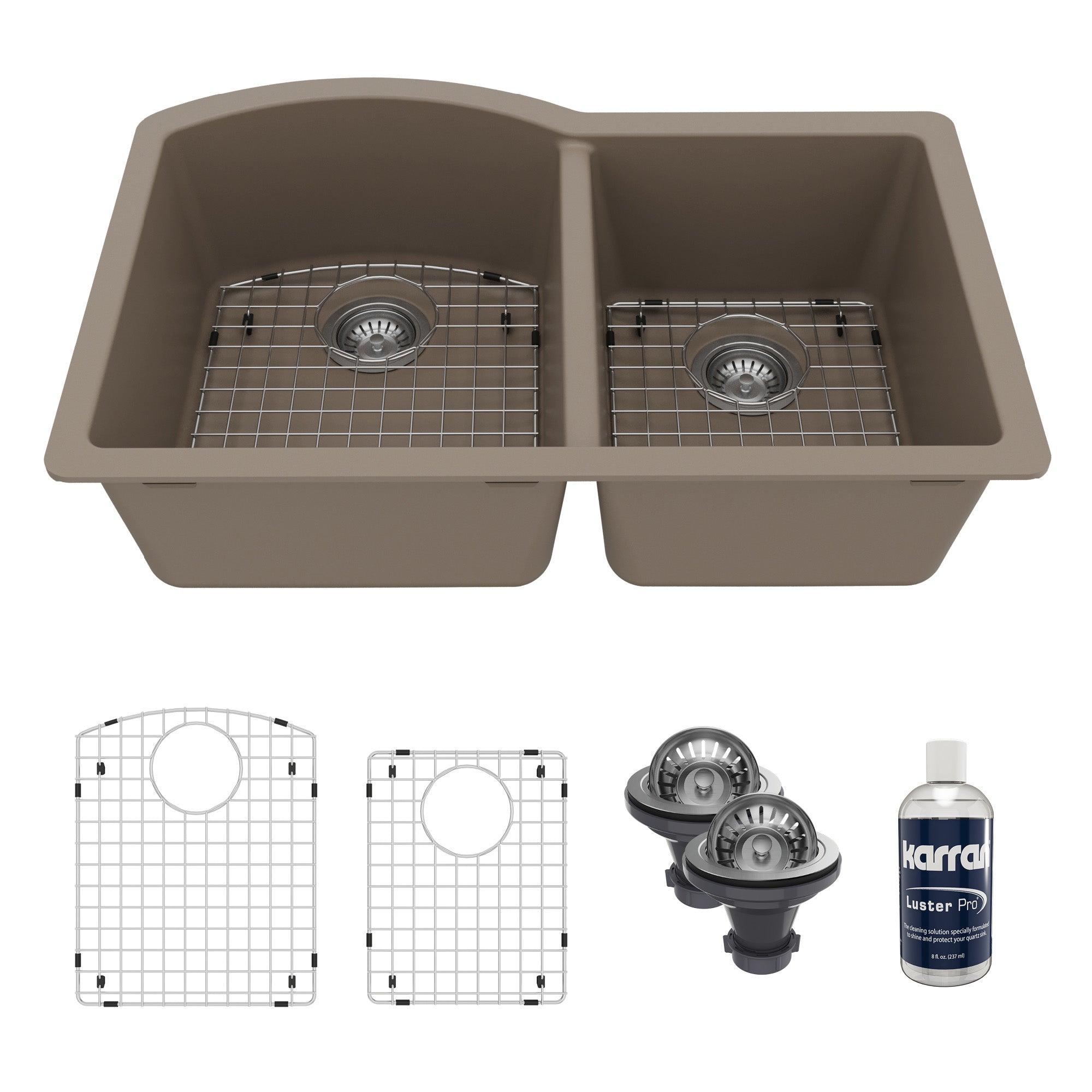 QU-610-Undermount Quartz Composite 32 inch Double Bowl 60/40