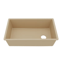 31-5/8" Undermount Large Single Bowl Quartz Composite Kitchen Sink In Bisque