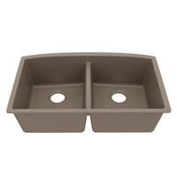 32-1/2" Undermount Double Equal Bowl Quartz Composite Kitchen Sink In Concrete