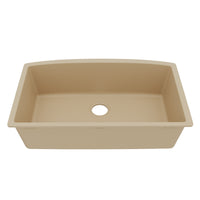32-1/2" Undermount Large Single Bowl Quartz Composite Kitchen Sink In Bisque