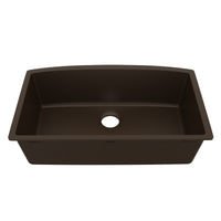 32-1/2" Undermount Large Single Bowl Quartz Composite Kitchen Sink In Brown