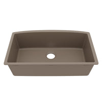 32-1/2" Undermount Large Single Bowl Quartz Composite Kitchen Sink In Concrete